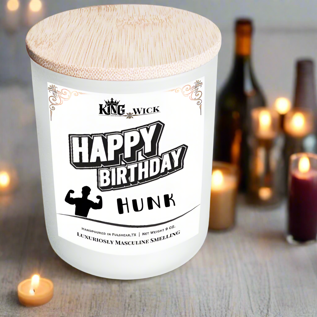 "Happy Birthday Hunk" Scented Candle